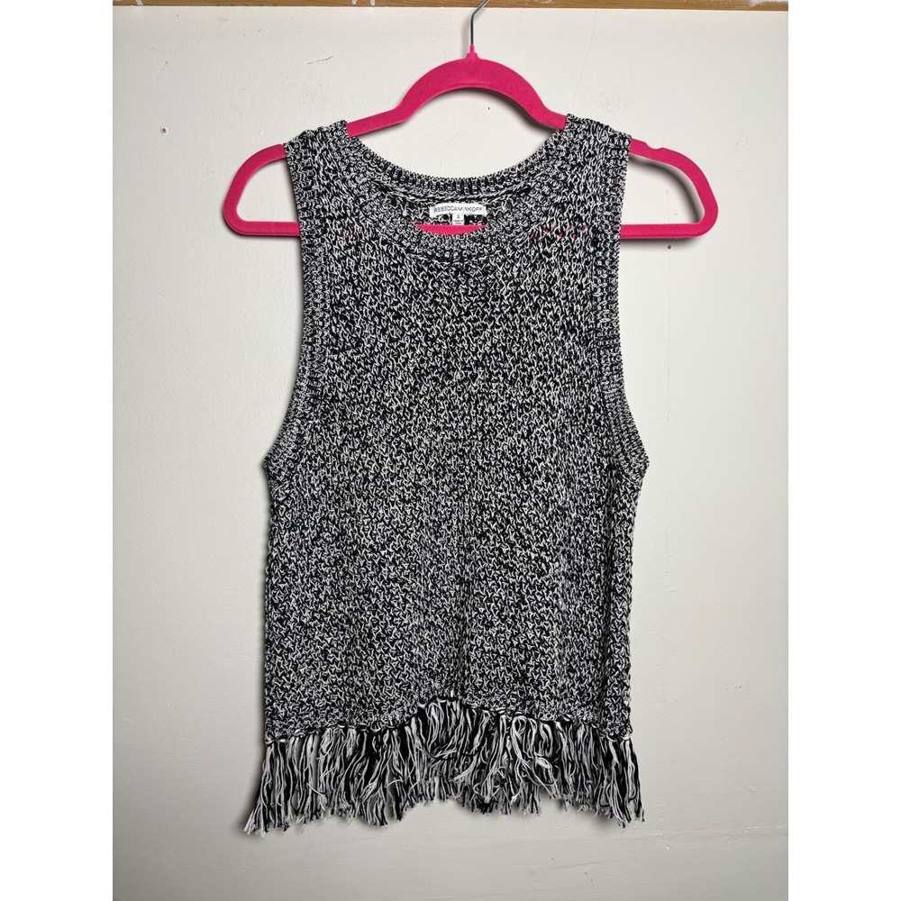 Rebecca Minkoff Marled Fringe Sleeveless Sweater Tank Women's S